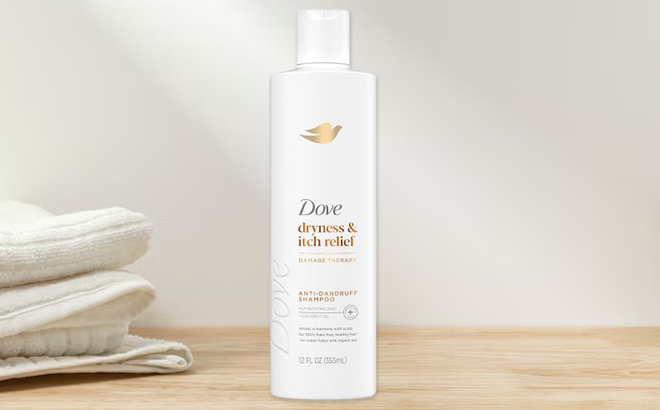 Dove Damage Therapy Derma Shampoo on a Table