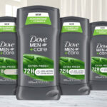 Dove Mens Deodorant Stick 4 Pack on a Table