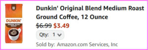 Dunkin Original Blend Medium Roast Ground Coffee at Checkout