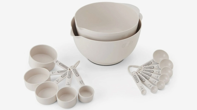 Farberware 14 Piece Baking Set with Mixing Bowl Beige