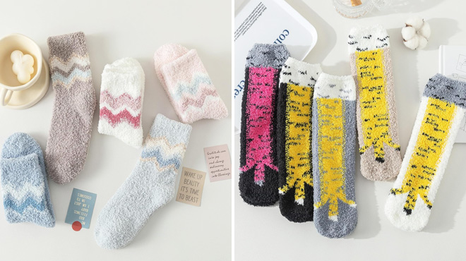 Fauson 5 Pairs Fuzzy Socks