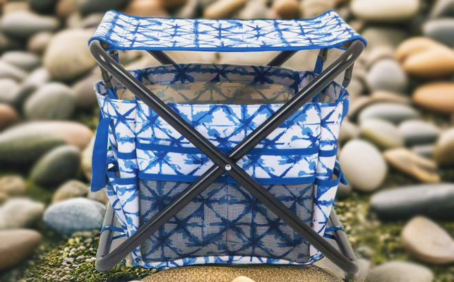 Folding Gardening Stool with Detachable Tote