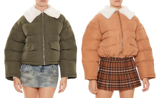 Forever21 Faux Leather Puffer Jackets