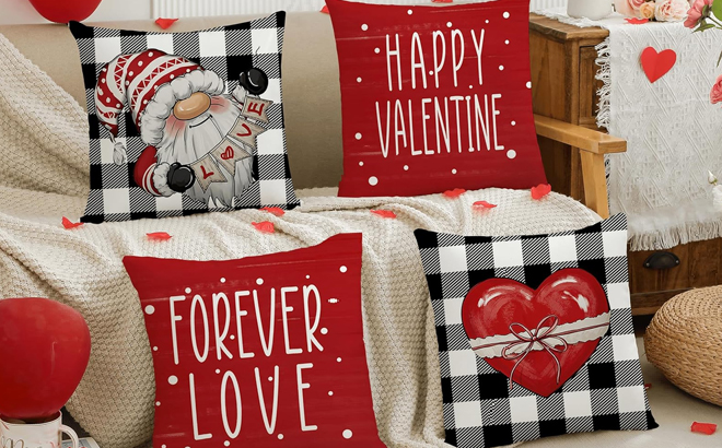 Four Dotegu Valentines Day Throw Pillow Covers