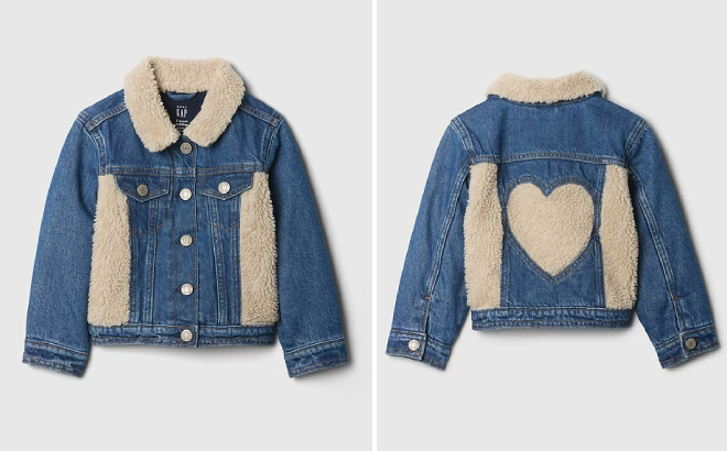 GAP Baby Toddler Sherpa Heart Icon Denim Jacket