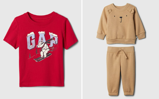 GAP Factory Baby Graphic T Shirt and Brannan Bear Two Piece Outfit Set