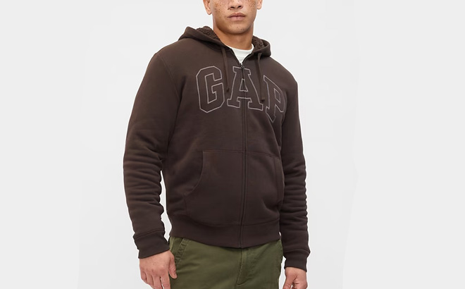 GAP Factory Gap Logo Sherpa Lined Zip Hoodie