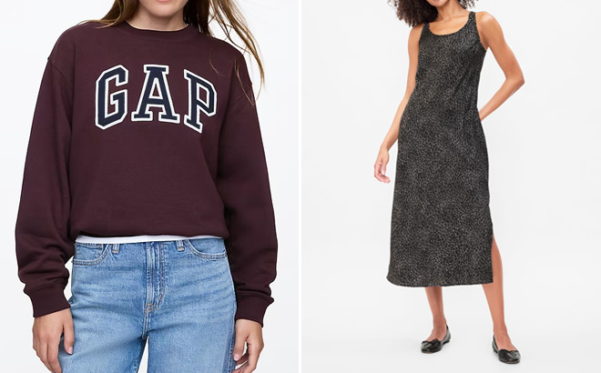 GAP Factory Womens Logo Sweatshirt and Satin Scoopneck Dress