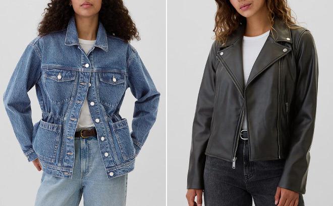 GAP Factory Womens Oversized Cinched Waist Denim Jacket