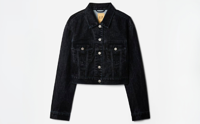 GAP Flocked Cropped Icon Denim Jacket