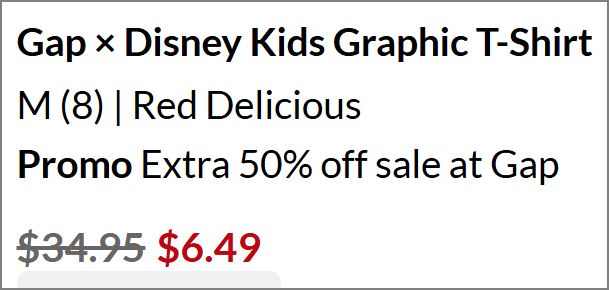 GAP × Disney Kids Graphic T Shirt checkout page