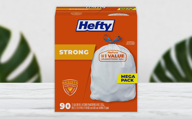 Hefty Strong Tall Kitchen Trash Bags on the Table