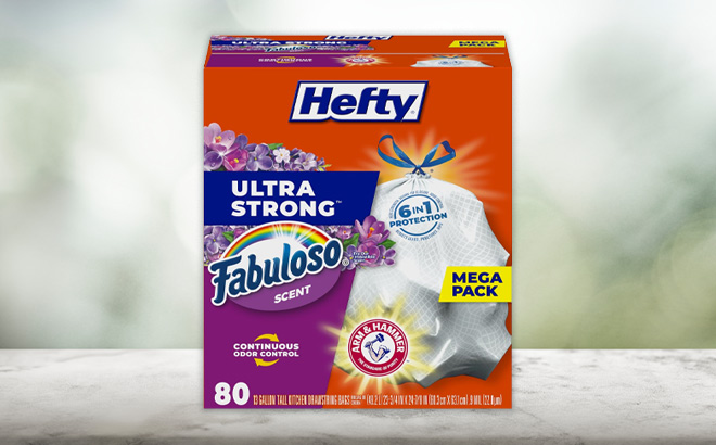 Hefty Ultra Strong 13 Gallon Trash Bags on the Table