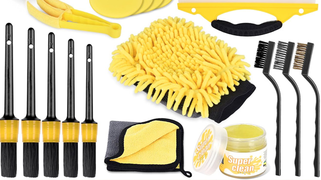 Herrfilk 22 Pcs Car Cleaning Tools Kit Car Detailing Kit