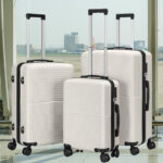 Hikolayae 3 Piece Hardside Spinner Luggage Set in White Color