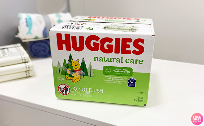 Huggies Natural Care Sensitive Baby Wipes on the Table