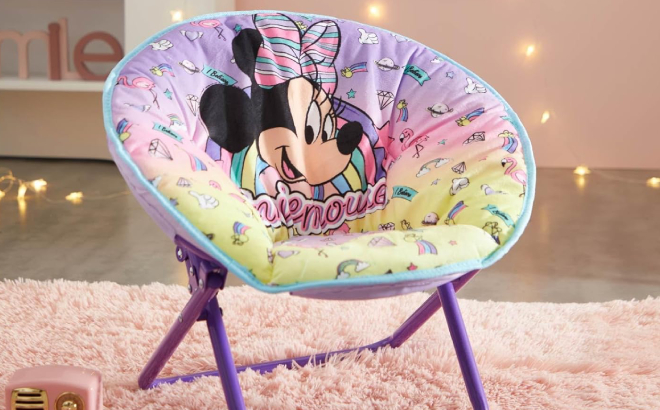 Idea Nuova Disney Minnie Mouse Toddler Folding Saucer Chair