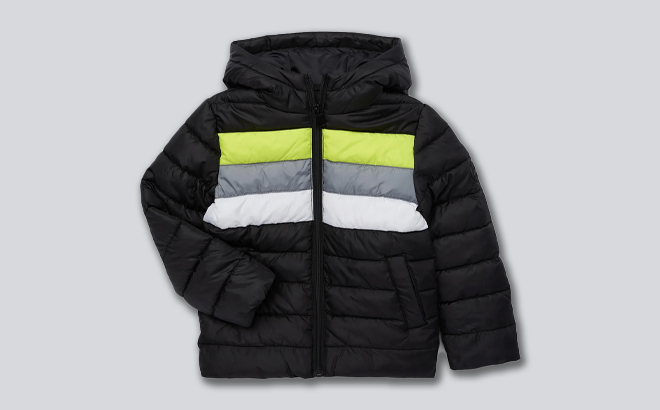 Ixtreme Boys Retro Stripe Quilted Hooded Puffer Jacket