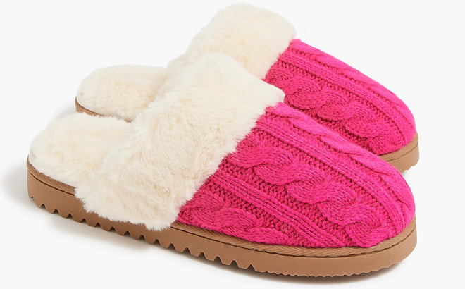 J Crew Factory Cable Knit Scuff Slippers