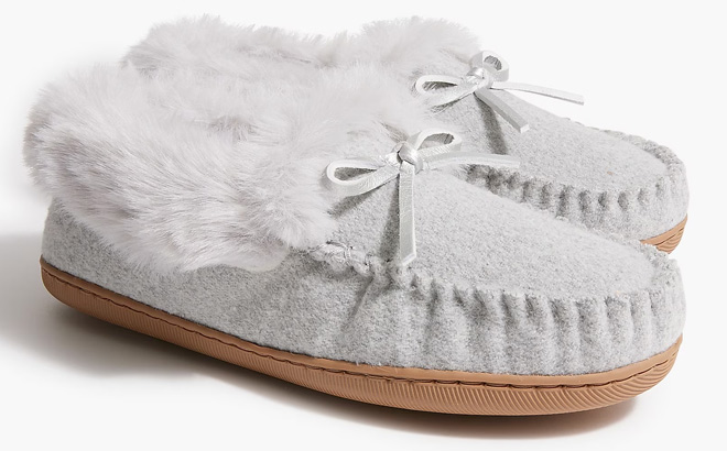 J Crew Factory Heathered Faux Fur Slippers