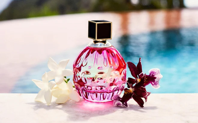 Jimmy Choo Rose Passion EDP on the Table