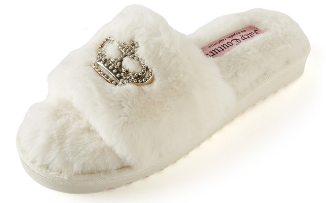 Juicy Couture Faux Fur Crown Slide Slippers