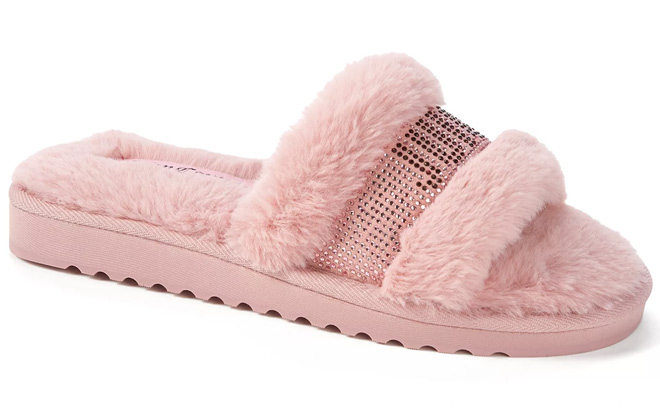 Juicy Couture Fur Logo Halo Slide Slippers