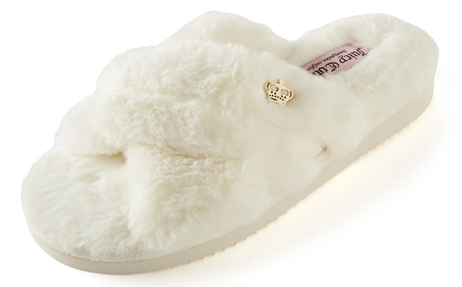 Juicy CoutureFaux Fur Cross Slide Slippers