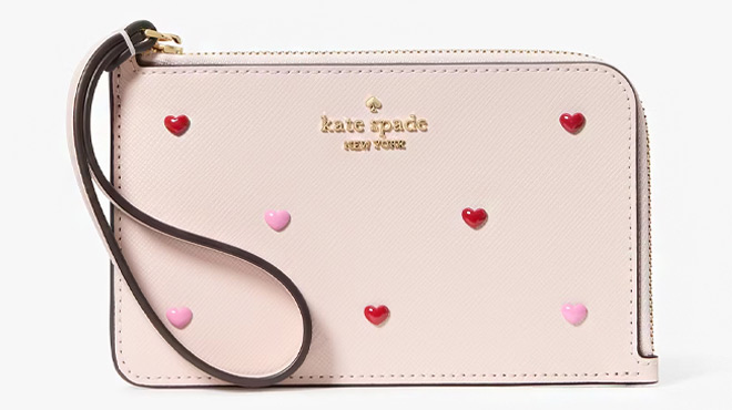 Kate Spade Lucy Heart Studs Small L zip Wristlet