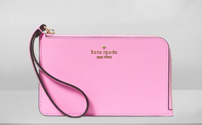 Kate Spade Lucy Small L Zip Wristlet on a Table