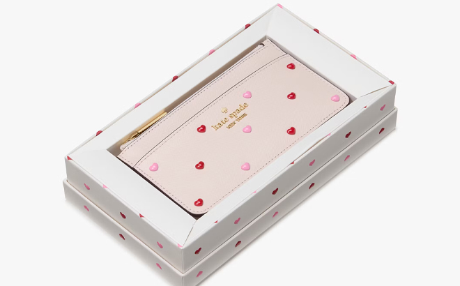 Kate Spade Outlet Boxed Madison Heart Studs Large Slim Card Holder