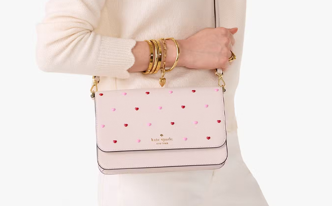 Kate Spade Outlet Madison Heart Studs Willow Convertible Crossbody