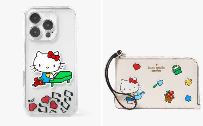 Kate Spade x Hello Kitty Liquid Case for iPhone 16 Pro and Small L zip Wristlet