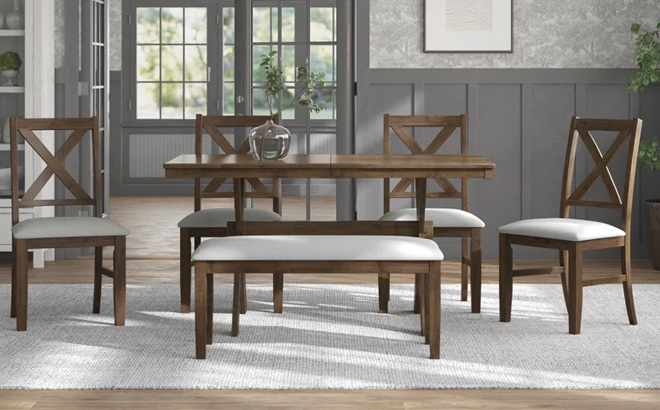 Latitude Shawn 6 Piece Trestle Dining Set