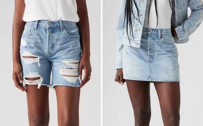 Levis 501 Mid Thigh Womens Shorts and Icon Skirt