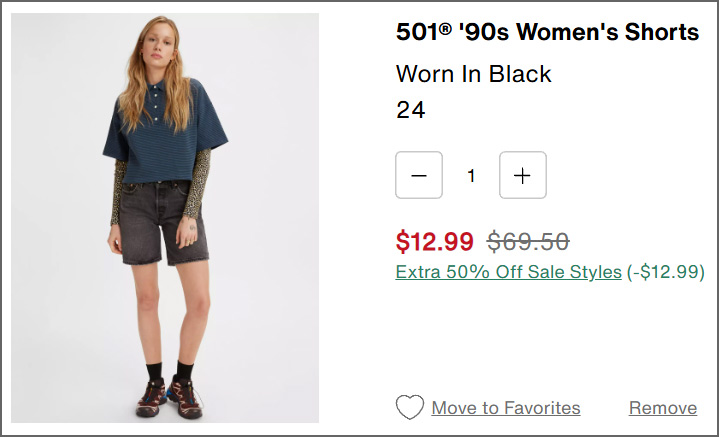 Levis Womens Shorts at Checkout