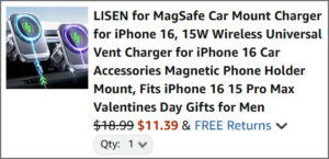 Lisen MagSafe Car Mount Charger at Checkout