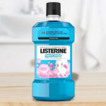 Listerine Smart Rinse Kids Anticavity Mouthwash Bubble Blast on a Table