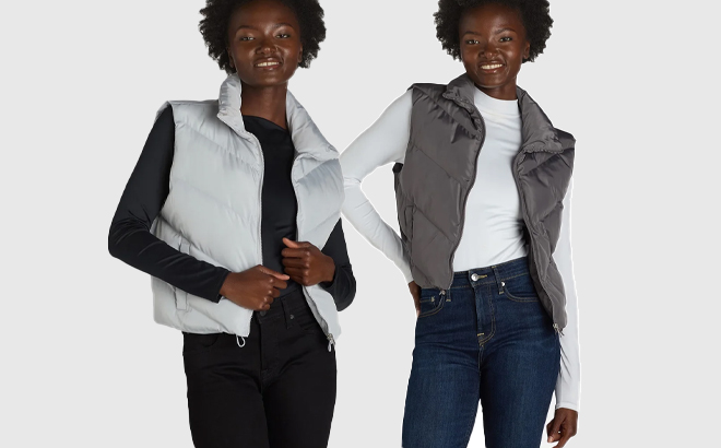 Liv Lottie Womens Cropped Puffer Vests in Two Colors