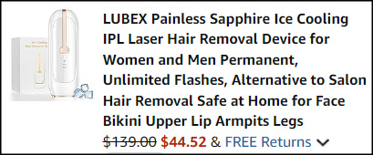 Lubex Ice Cooling IPL Laser Hair Removal Checkout