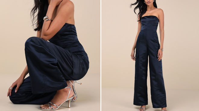 Lulus Satin Cargo Jumpsuit