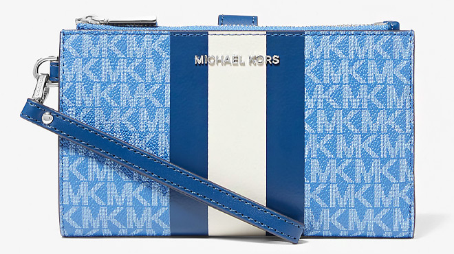 Michael Kors Jet Set Striped Signature Logo Wristlet