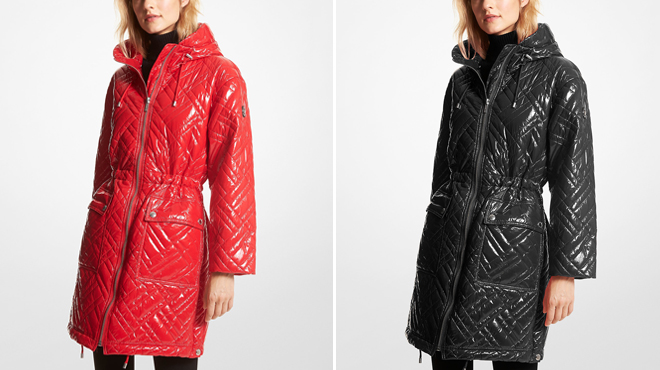 Michael Kors Quilted Cire Nylon Puffer Coat