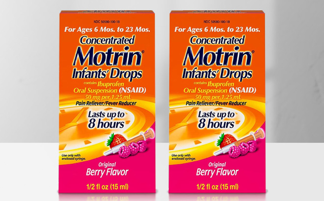 Motrin Infants Concentrated Drops 2 Pack on the Table