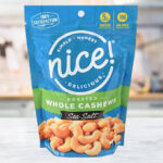 Nice Roasted Whole Cashews with Sea Salt on a Table