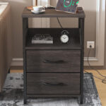 Nightstand with Charging Station in Gray