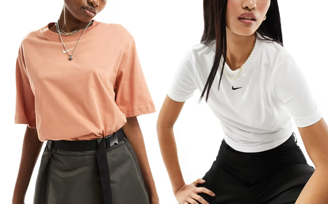 Nike Essentials T Shirt and Slim Cropped T Shirt