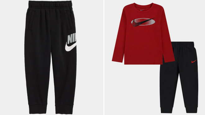 Nike Kids Fleece Pants and Long Sleeve Tee and Joggers Set