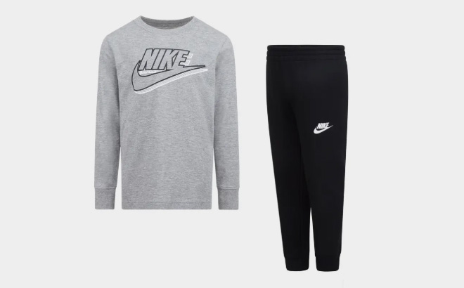 Nike Kids Swoosh Long Sleeve Tee and Fleece Joggers Set