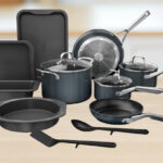 Ninja NeverStick Essential 14 Piece Cookware and Bakeware Set on a Table